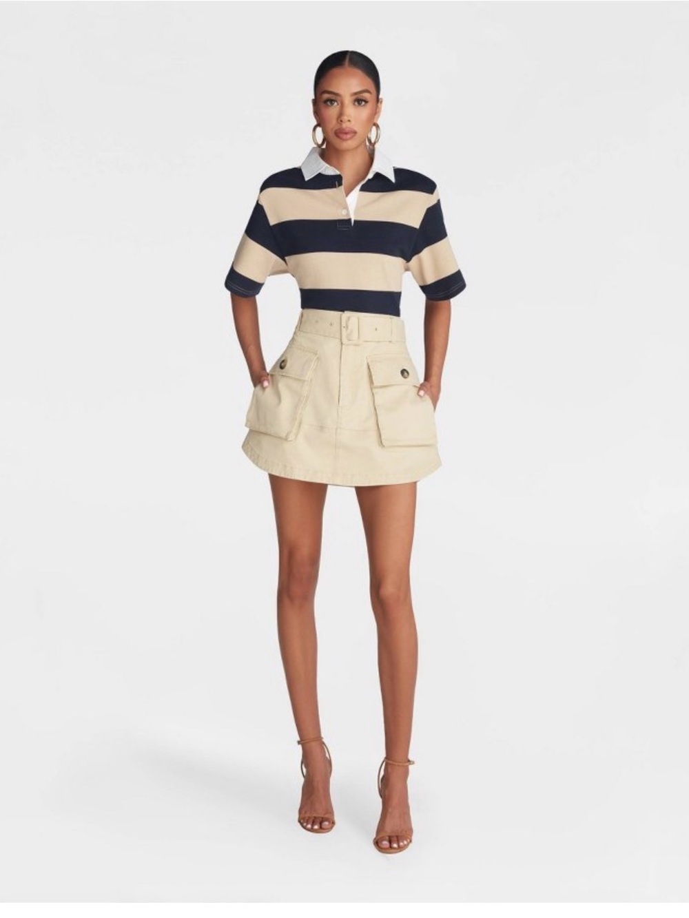 KBB by Kahlana Beige Cargo Mini Skirt with Belt